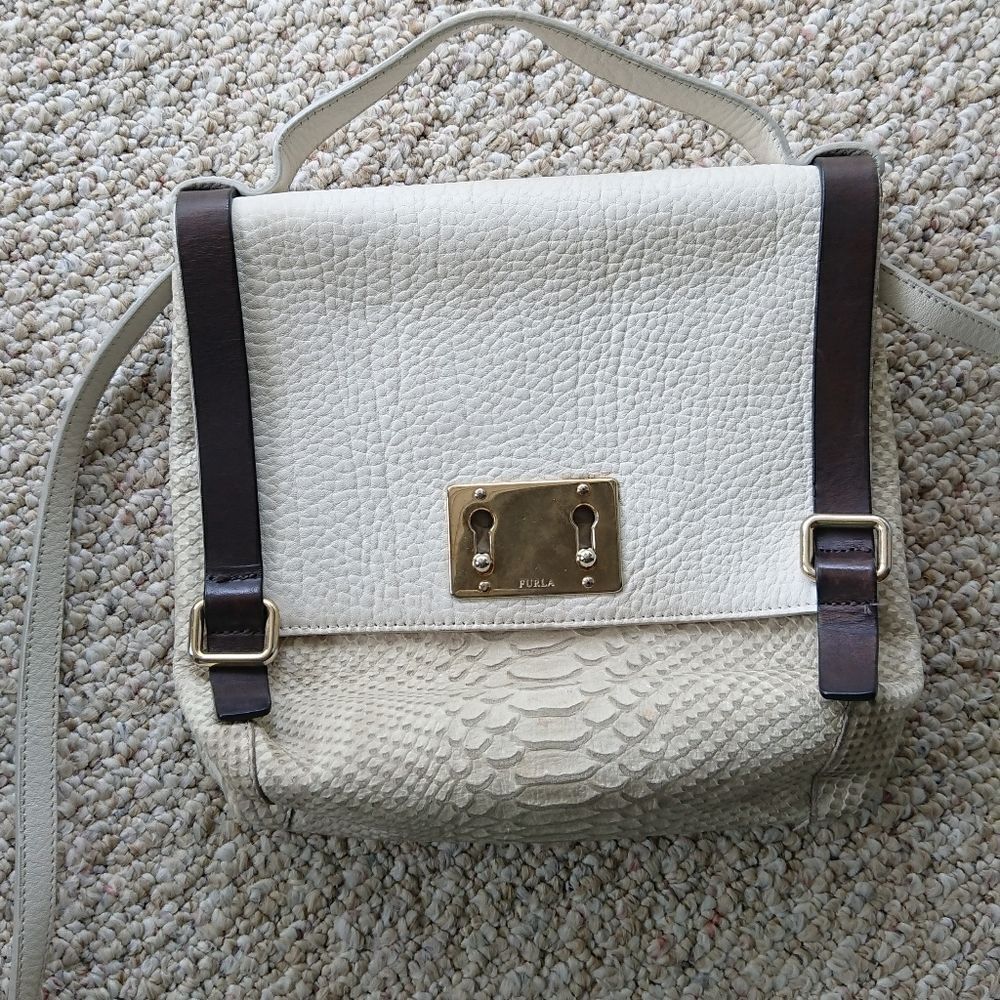 Furla genuine leather two tone color crossbody